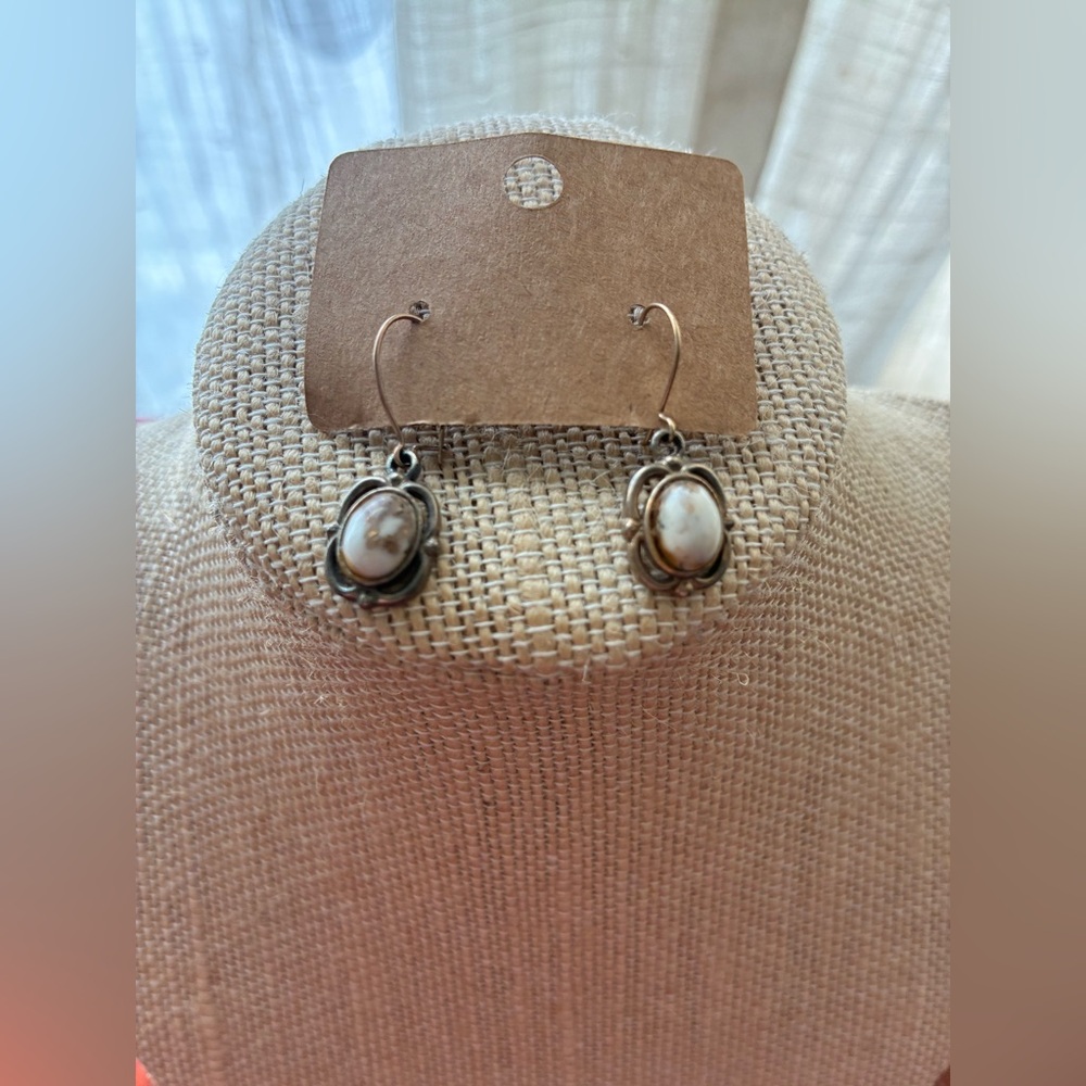 Dainty White Howlite Drop Earrings